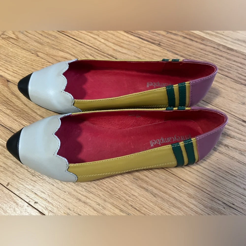 Jeffrey Campbell White and Yellow Pencil Flats Size 6 - Picture 3 of 5